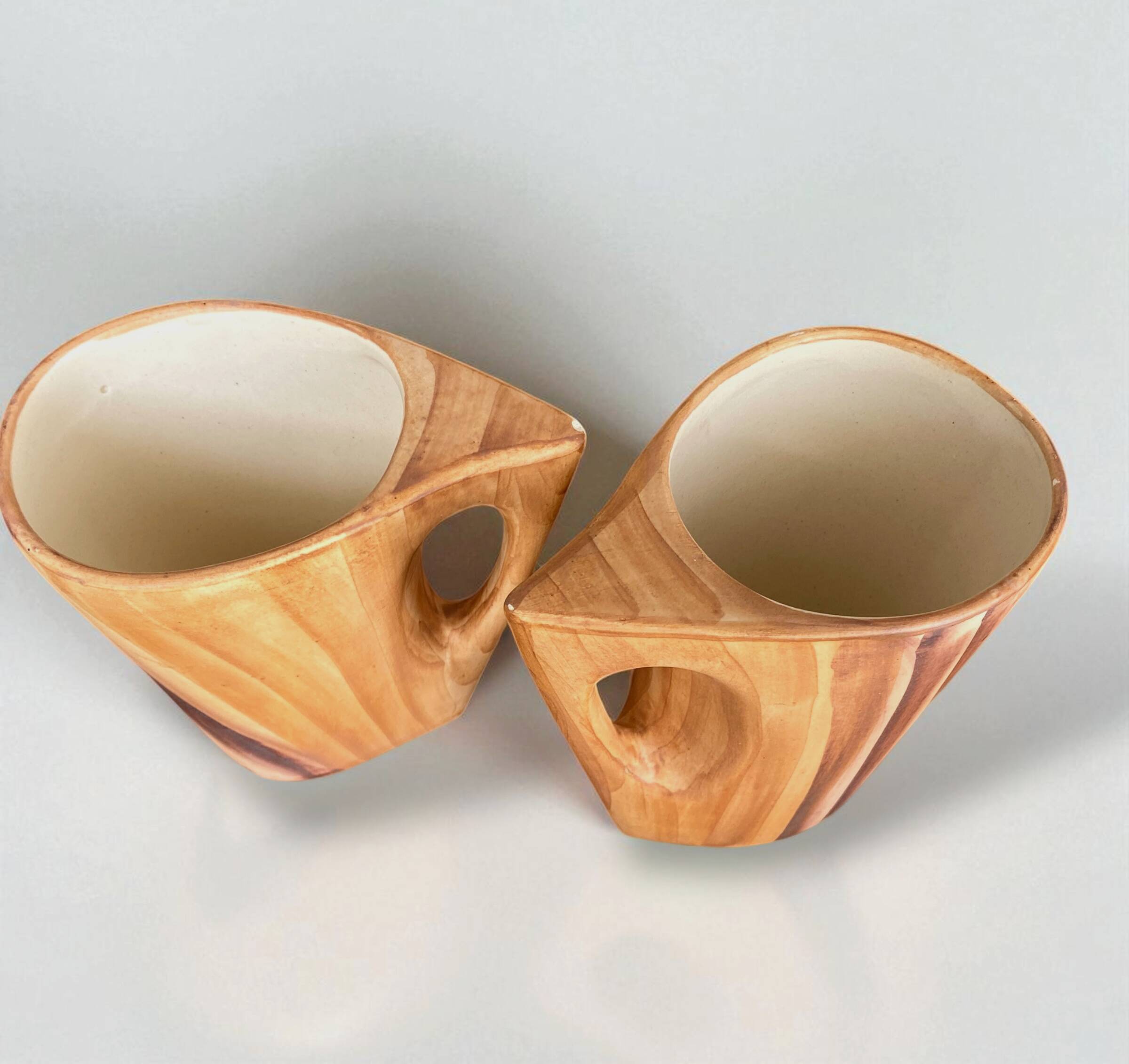 Grandjean Jourdan Vallauris Vintage ceramic faux bois orangeade set