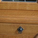 20th-century solid oak display cabinet with a glass front, by a Danish cabinetmaker.