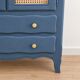 Small renovated vintage buffet in blue from Vosges, Libéron and caning – 2 doors, 2 drawers