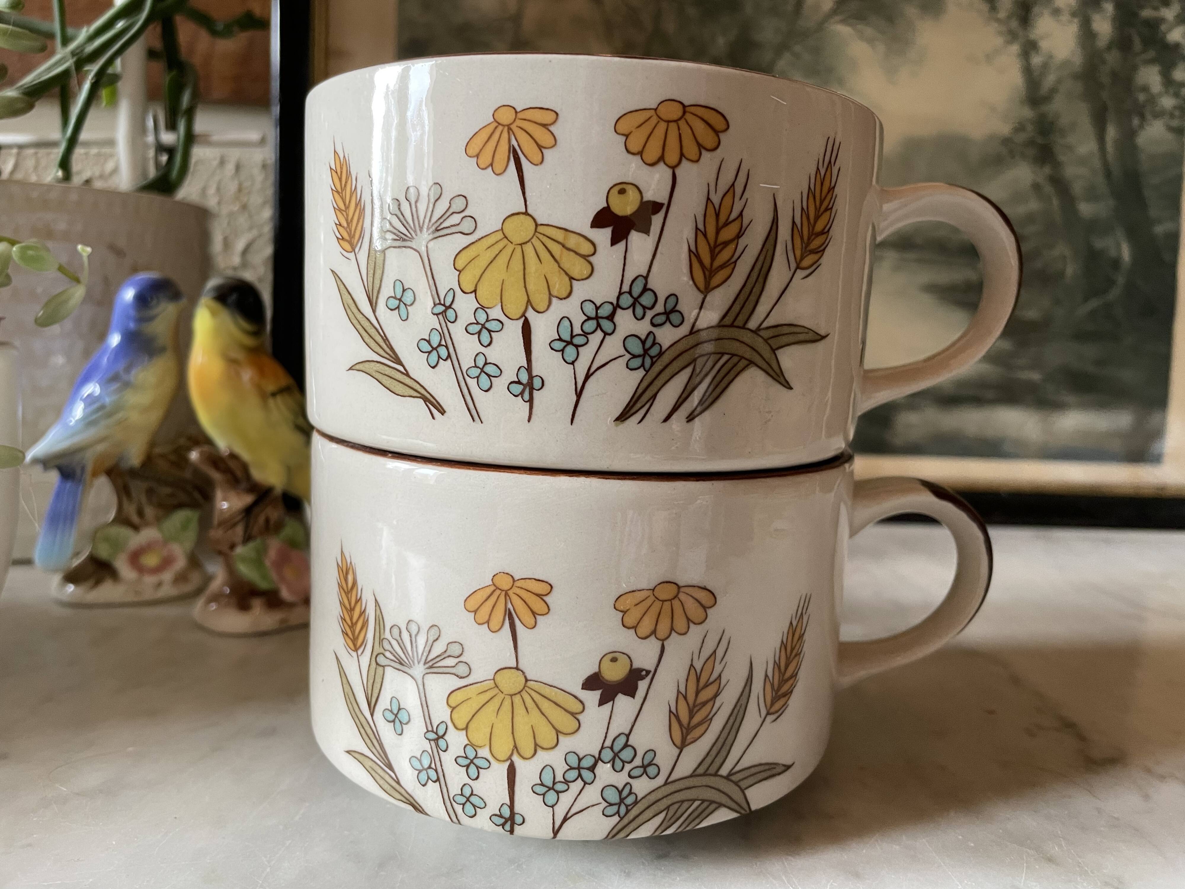 Vintage stoneware lunch cups