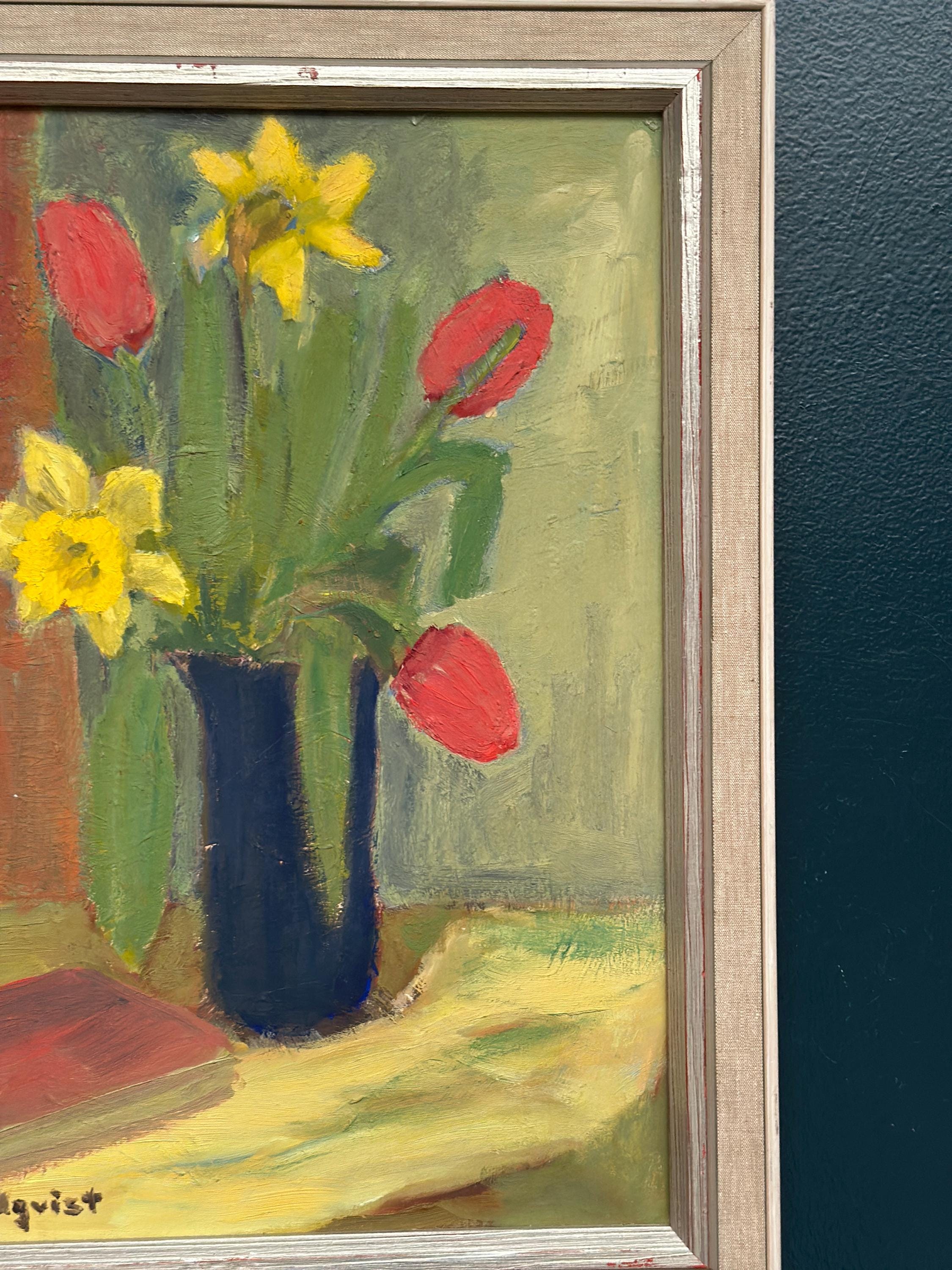 Original Swedish Oil On Panel – “Spring Bouquet” By K Lundquist – Vintage & Framed