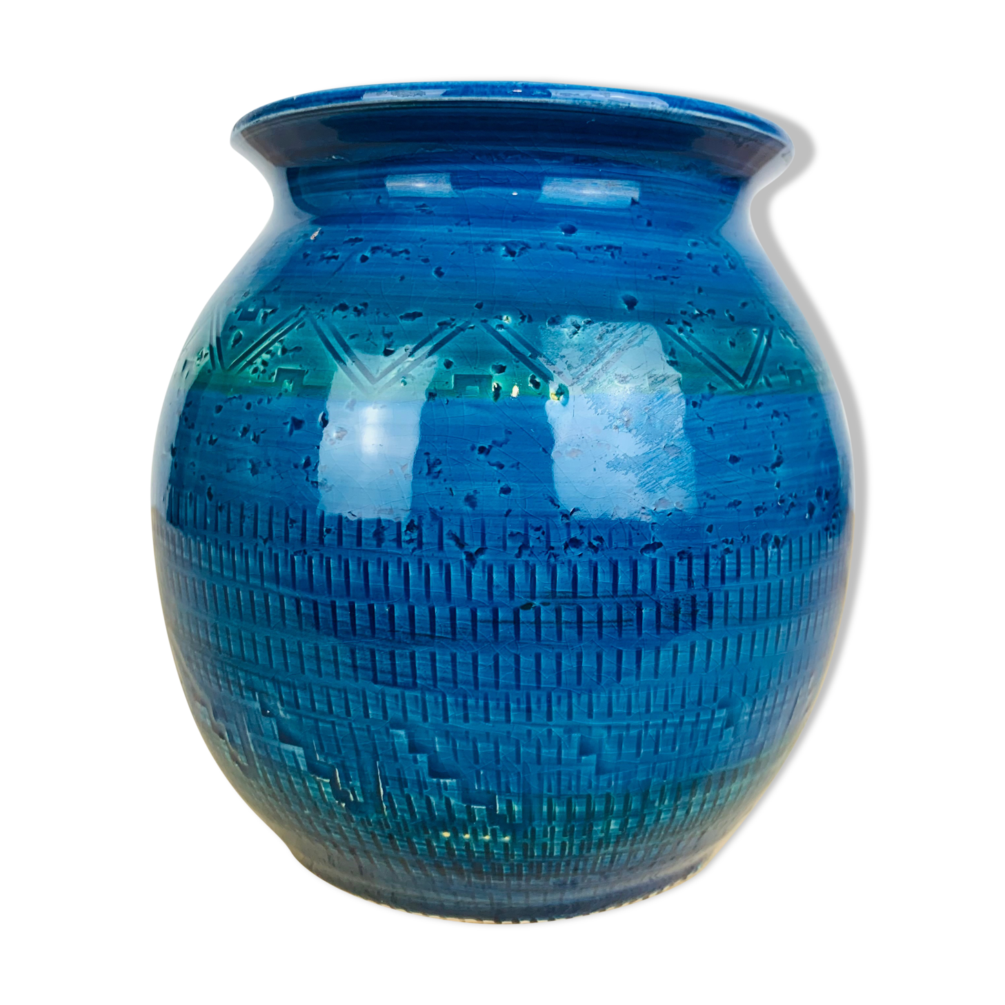 Ceramic vase Rimini Blue Aldo Londi for Bitossi