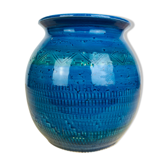 Vase céramique Rimini Blue Aldo Londi pour Bitossi