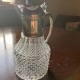 Crystal and pewter wine carafe