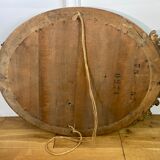 Mirror / oval ice Napoleon III period in wood and gilded stucco louis xv style