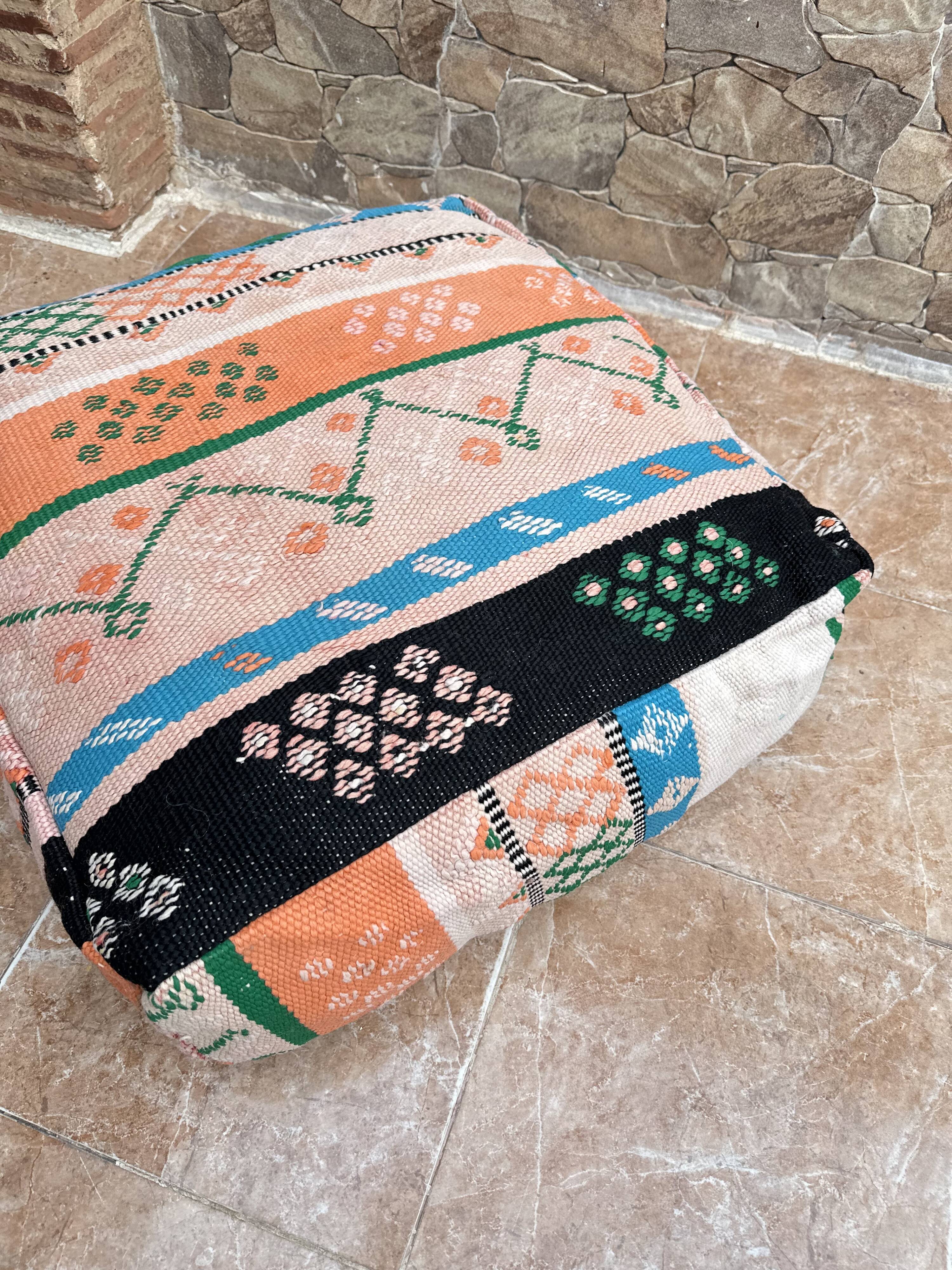 Handmade Berber Kilim pouf