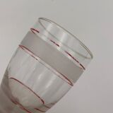 Service de 14 verres vintage, 3 tailles différentes, décors blanc et rouge - Années 1950