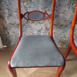 Rare - Set of 4 Louis Philippe/restoration style chairs with medallion - Blue / cherry color