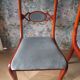 Rare - Set of 4 Louis Philippe/restoration style chairs with medallion - Colour blue / cherry wood