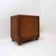 Vintage rattan and leather sideboard - 2 doors - ball feet chest