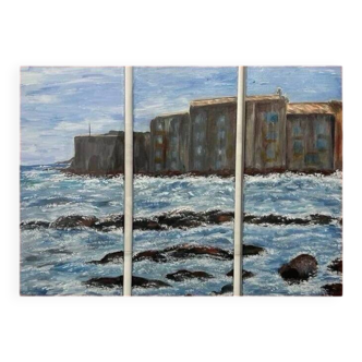 Triptych A Small Corner of Saint-Tropez 70 X 90 Painting of the Ponche Beach