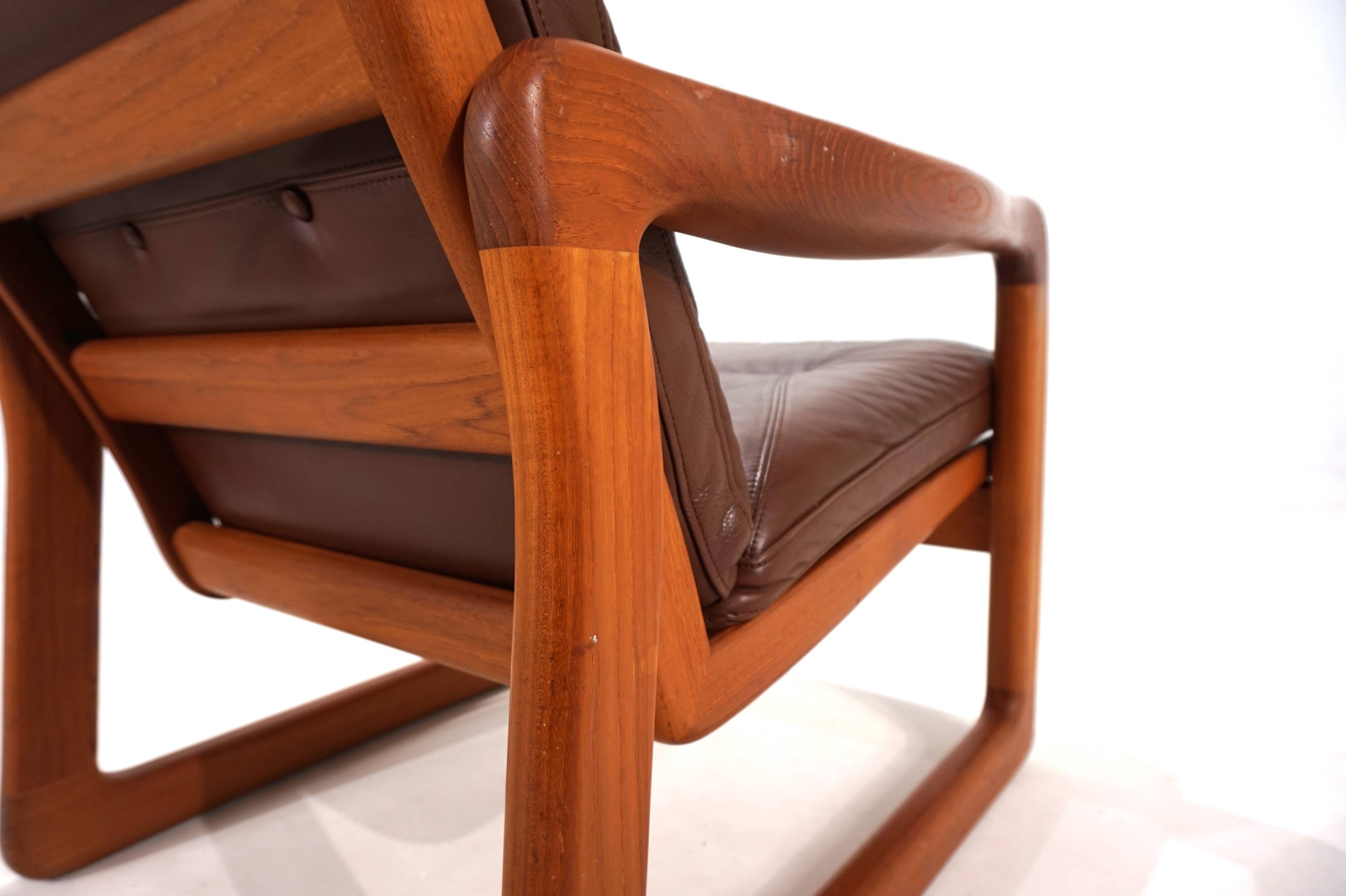 EMC teak leather armchair, 1960