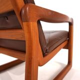 EMC teak leather armchair, 1960