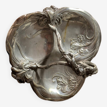 Victor Saglier orfèvre Corbeille à Fruits Art-Nouveau en Métal Argenté décor Floral