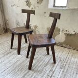 Pair of Aranjou elm “T” chairs
