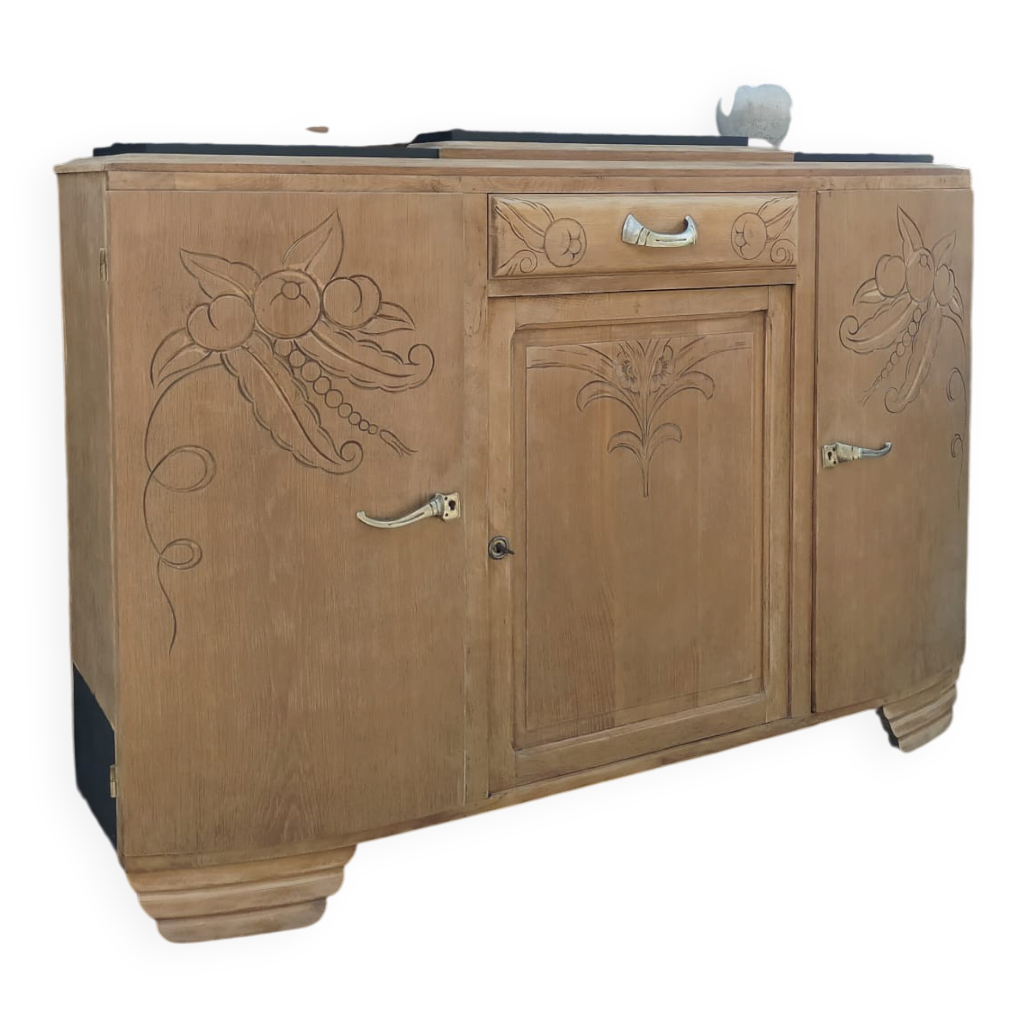 Buffet ancien art déco bois et marbre