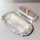 Antique Silver Butter Dish With Crystal Liner & Spoon, Elegant Vintage Tableware