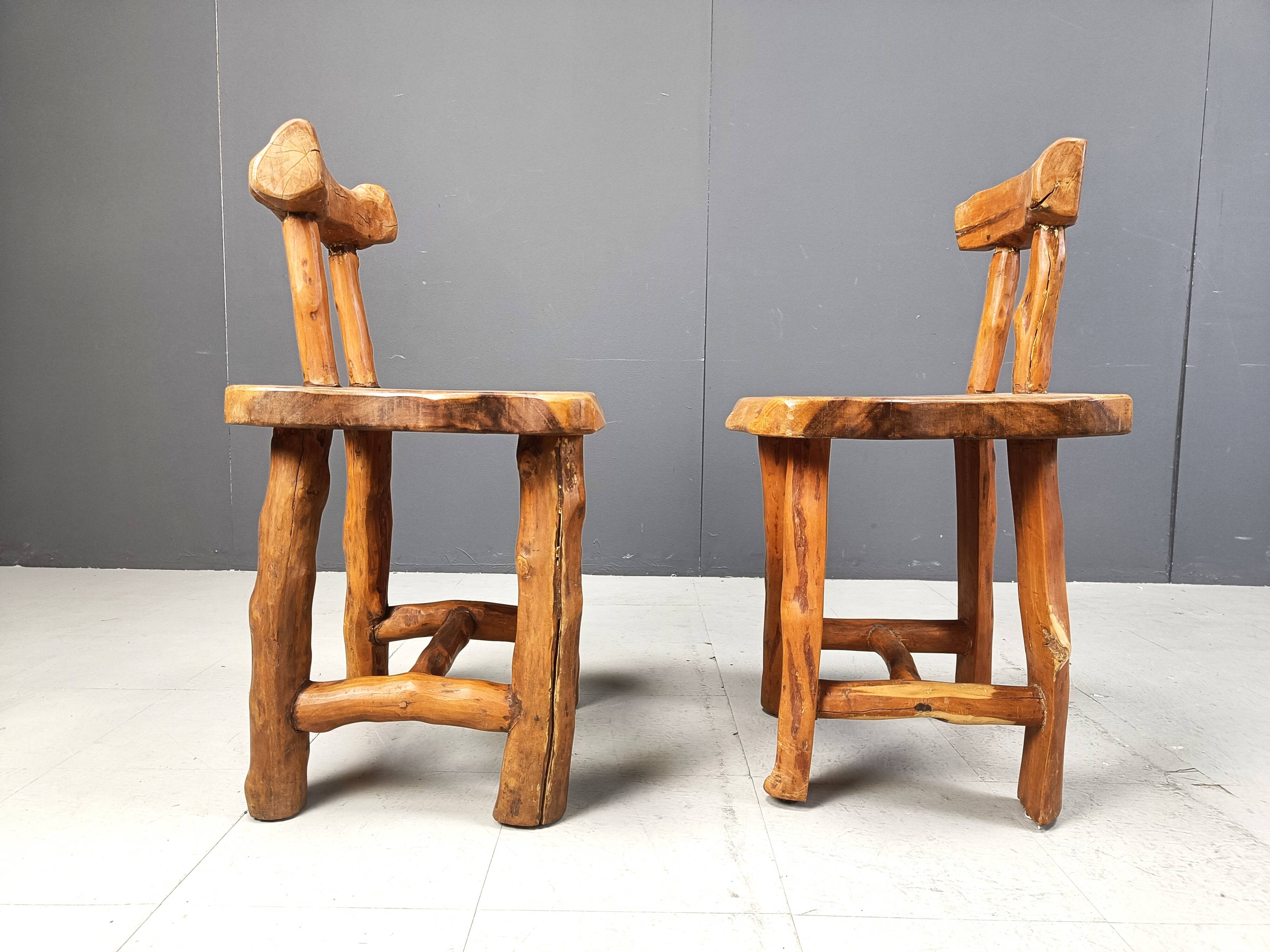 Vintage sculptural brutalist dining chairs, set of 6 - 1960s