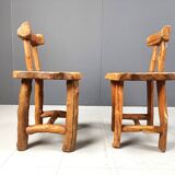 Vintage sculptural brutalist dining chairs, set of 6 - 1960s