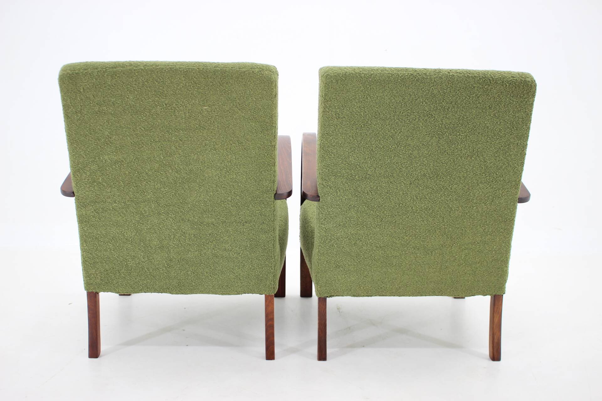 1940s Pair of Restored  Art Deco Armchairs in Boucle , Czechoslovakia