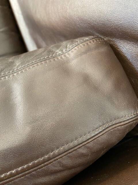 Vintage danish mid-century 3 person brown leather sofa by georg thams 1960s
