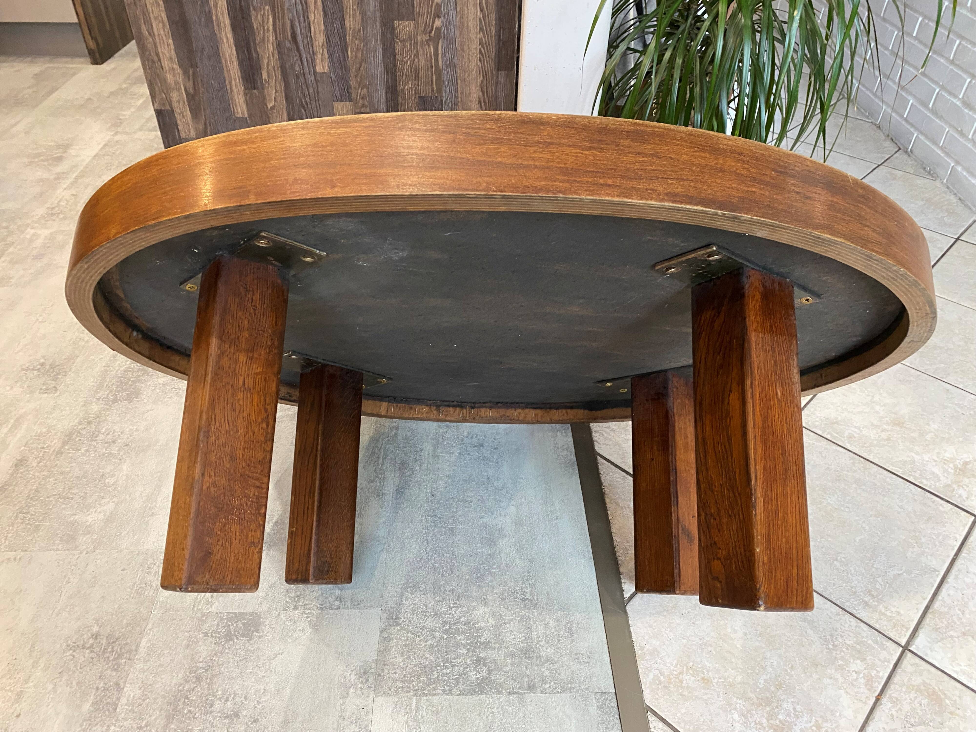 Oval round coffee table ceramic Barrois Vallauris from 1960 herbarium model