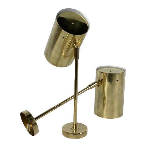 Large pair of brass wall or ceiling lights, 1960.