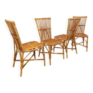 Suite de 4 chaises vintage - rotin
