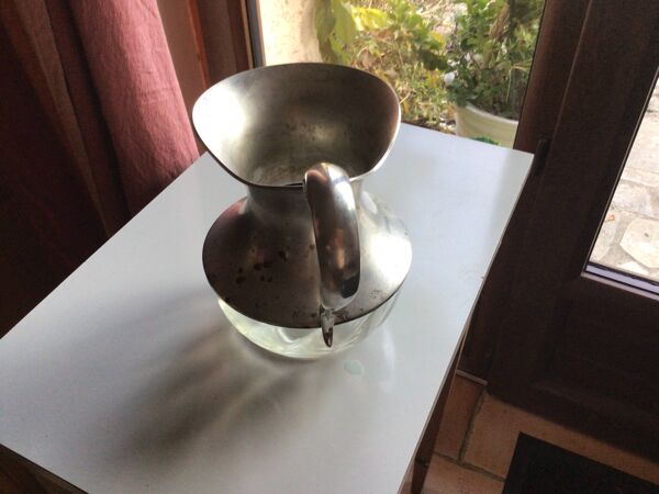 Carafe ancienne en argent et cristal