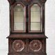 Baroque-style backlit display cabinet in wood, glass and velvet