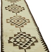 Turkish Handwoven Vintage Herki Kilim 85 cm x 338 cm