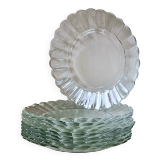 Set of 10 Duralex daisy-shaped dessert plates