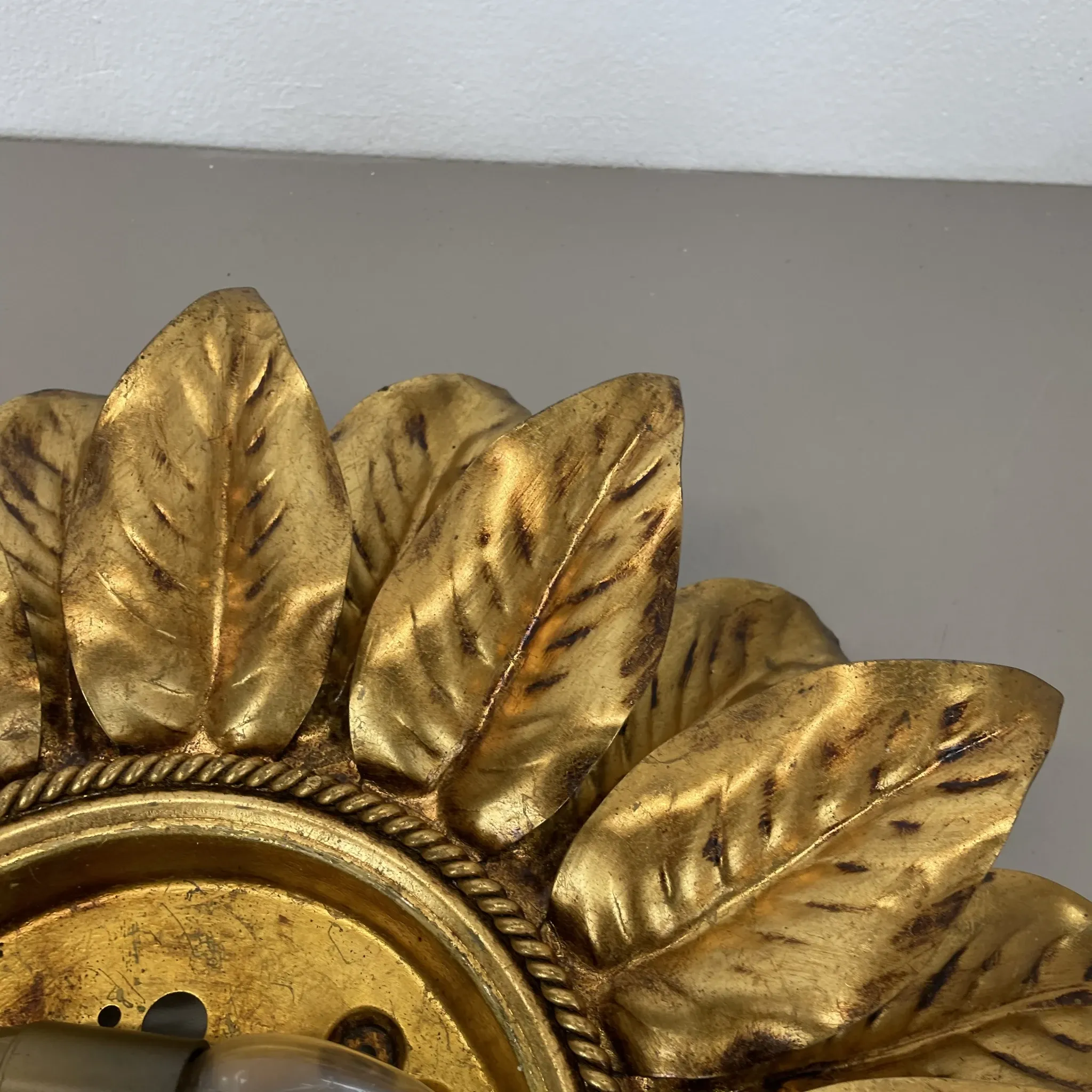 Large 55 cm golden 'florentine theatre' ceiling light by banci, florence, italy, 1970