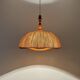Teakwood and Raffia Bast Pendant Lamp by Temde