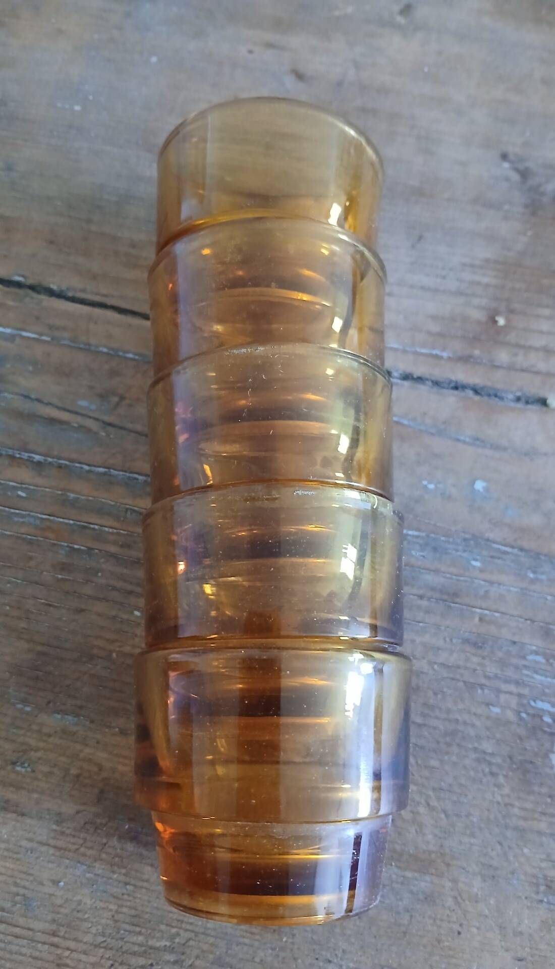 Set of 5 amber egg cups