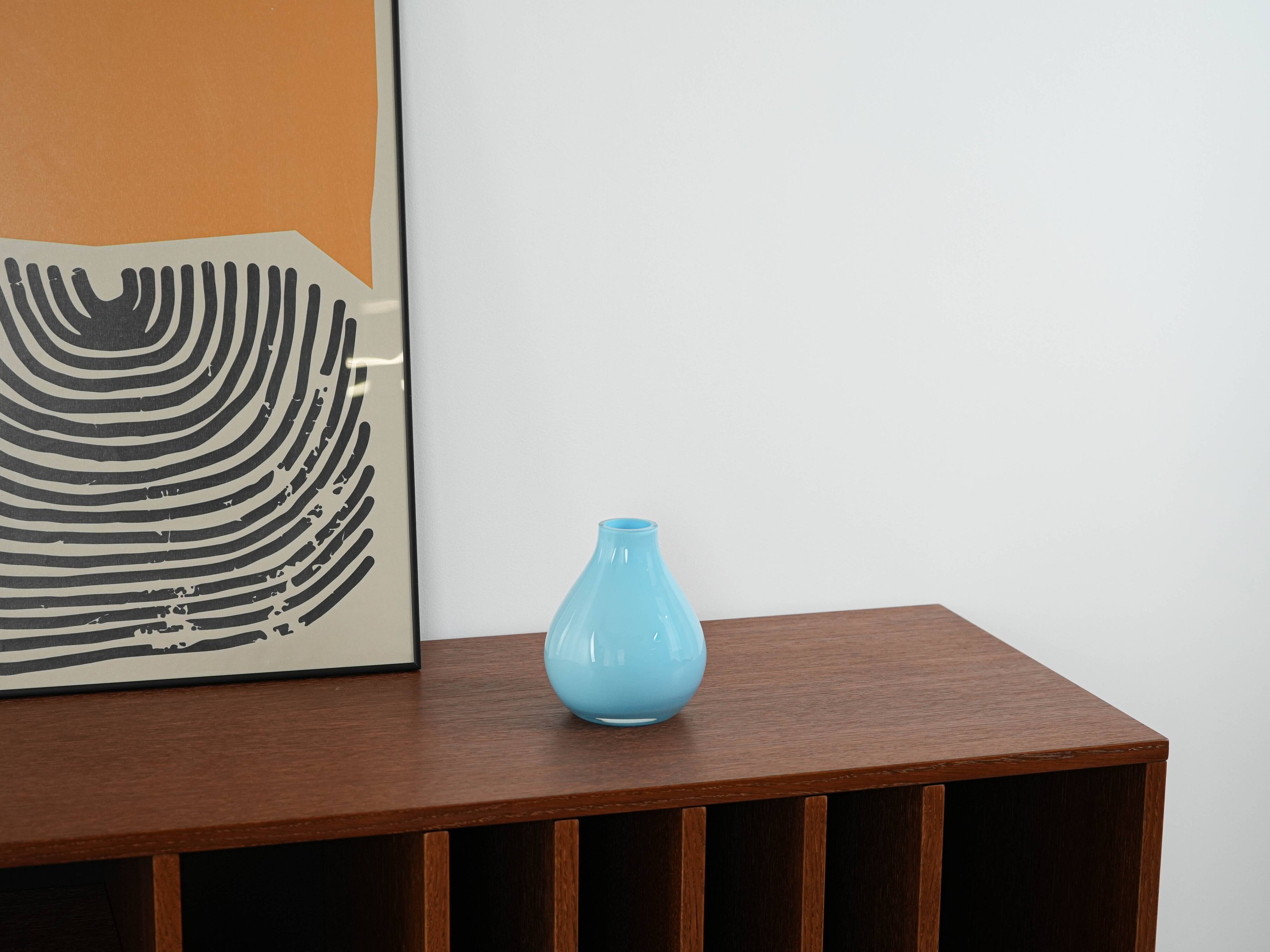 Vase en verre bleu clair, design danois, années 1970, fabriqué au Danemark