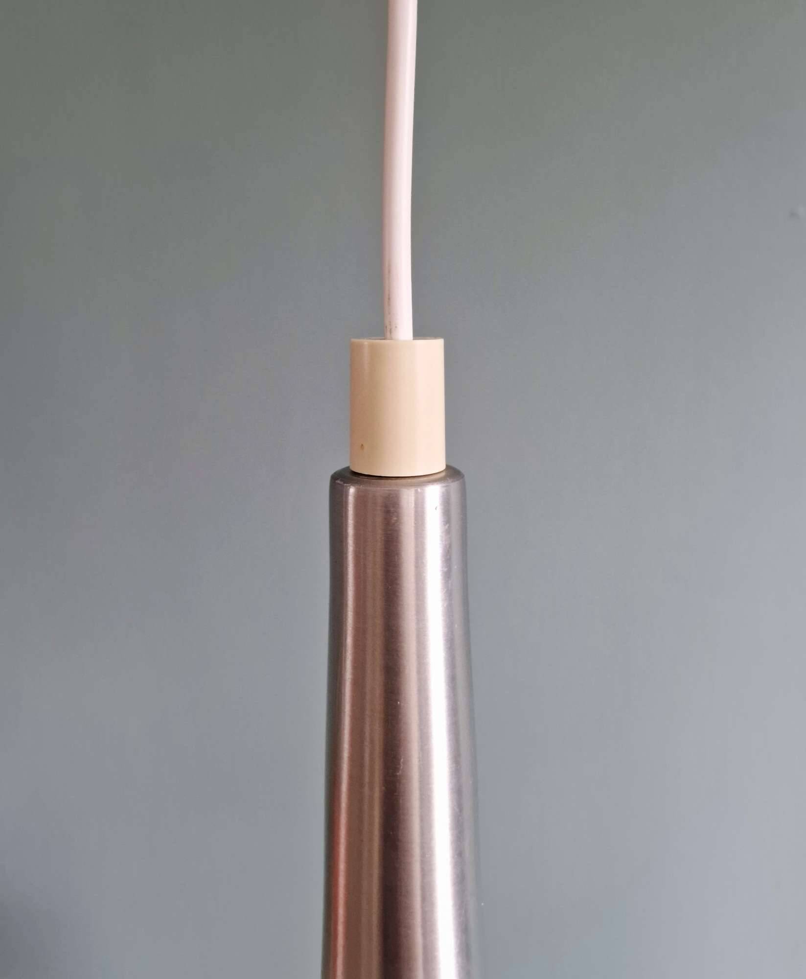 Pair of Scandinavian brushed aluminium pendants, 1960s