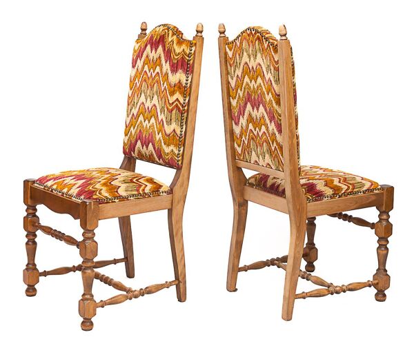 Set de 6 chaises hautes, tissu Missoni,1950