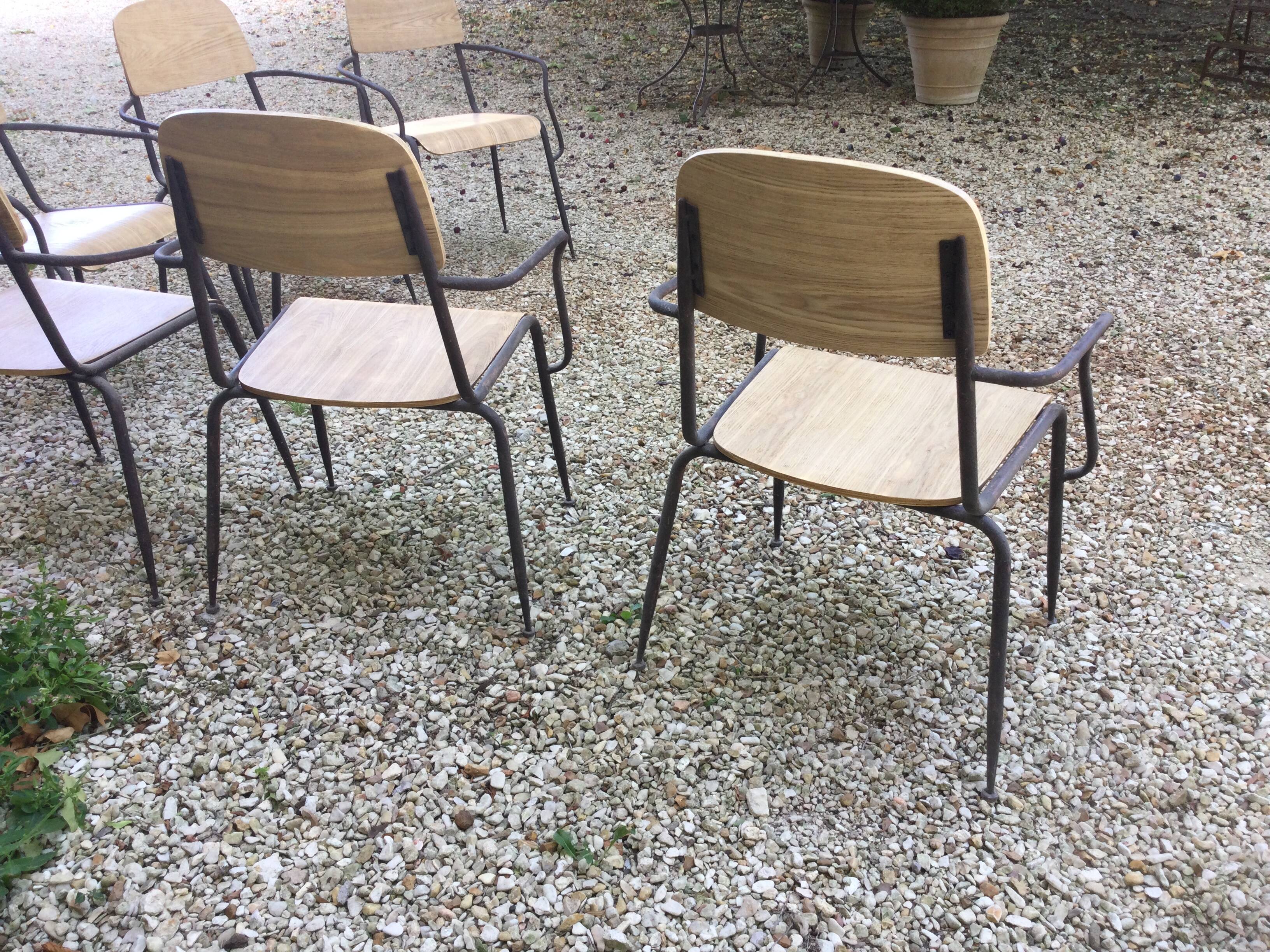 Lot de 6 chaises bois et fer