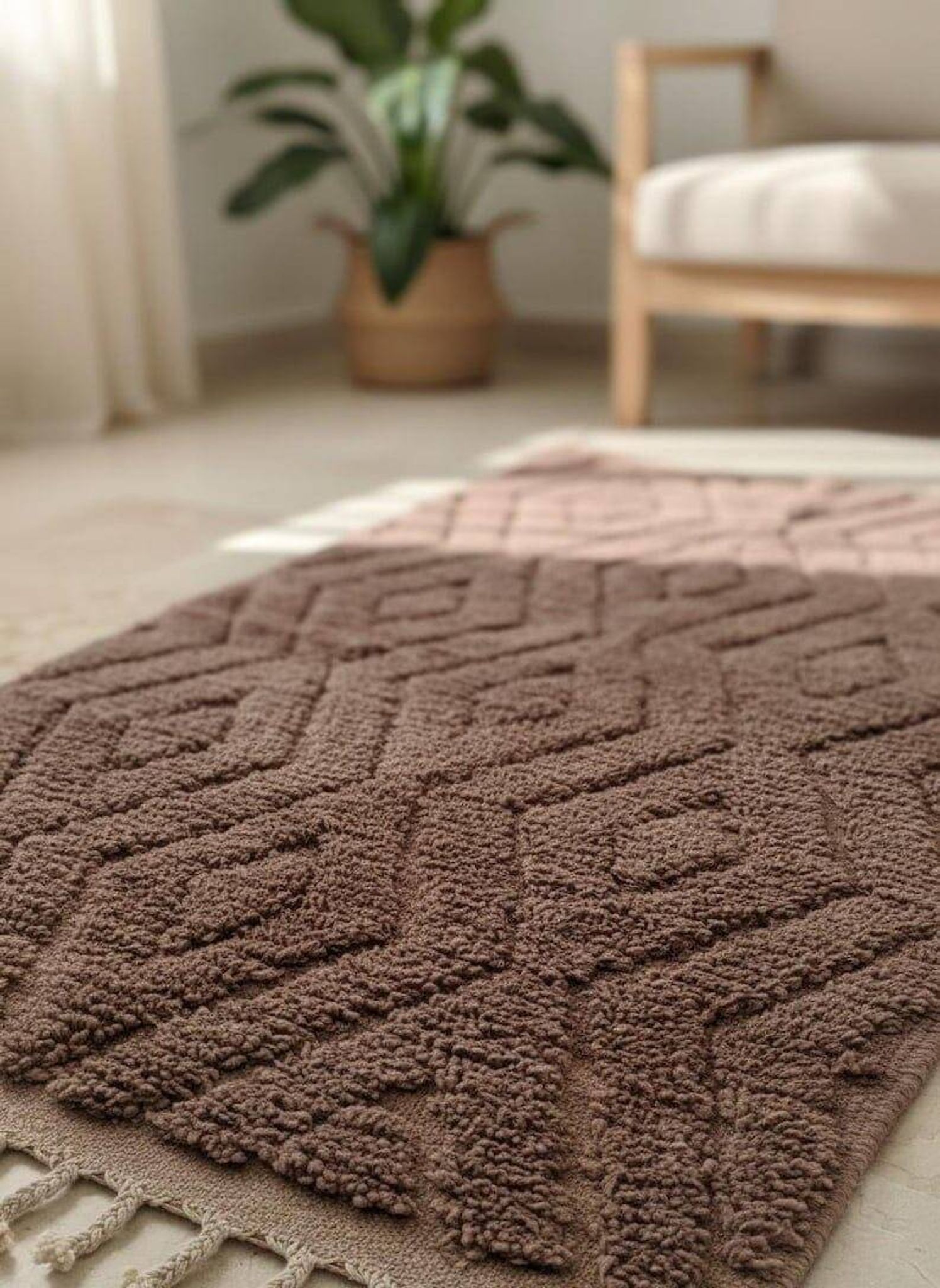 Handmade natural wool rug size 150 x 250 cm