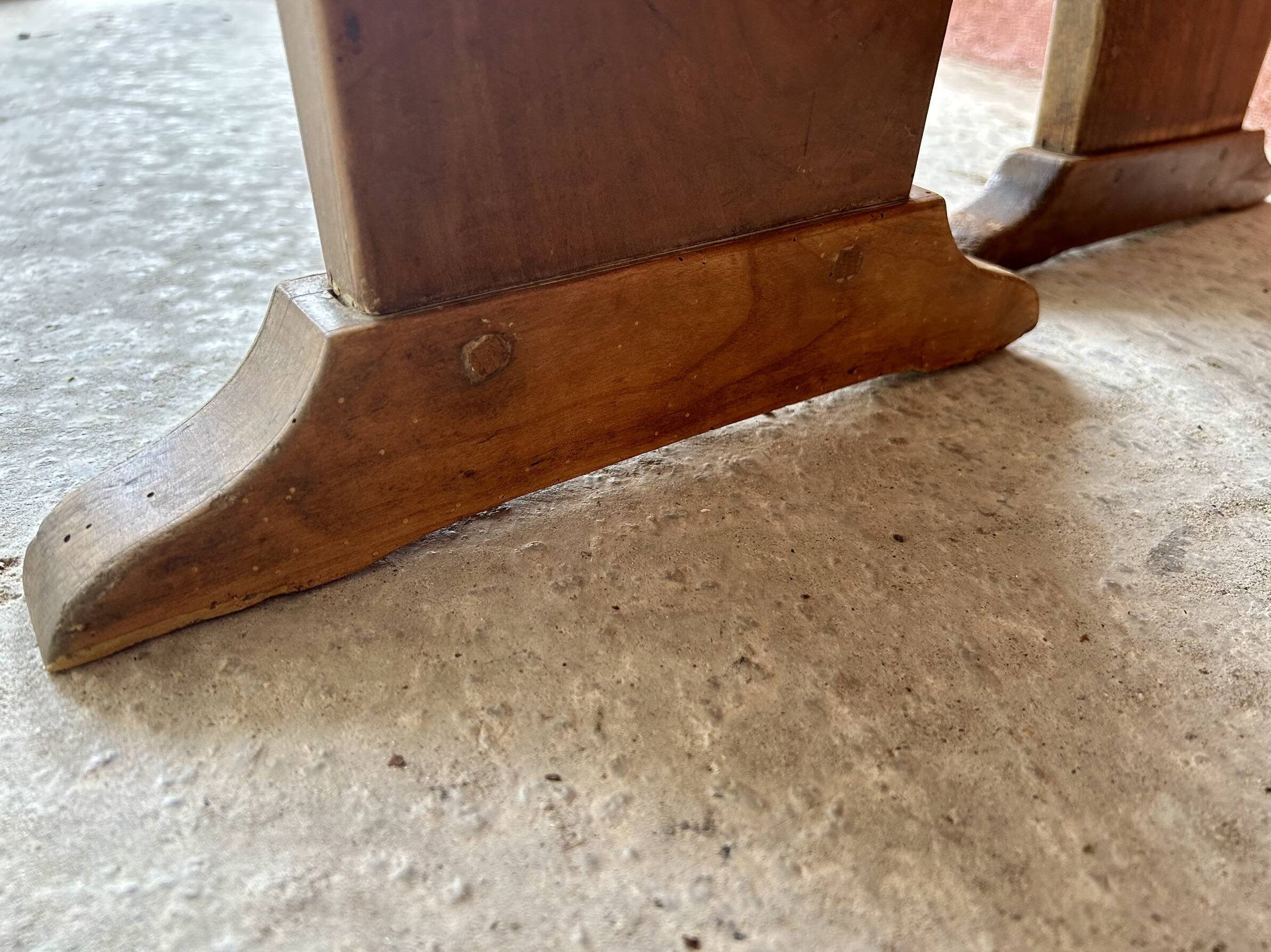 Pair of wooden farm benches