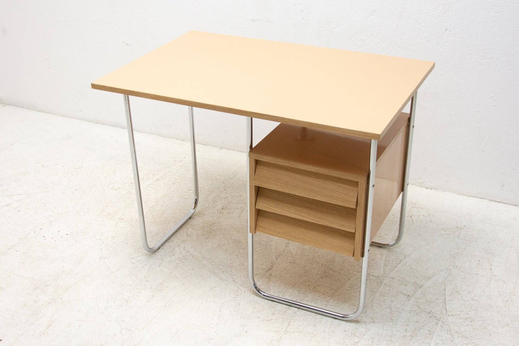 Writing desk, mid-century chrome and formica desk, 1950s, Czechoslovakia
