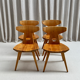 Set of 4 solid pine chairs. Designed by Jacob Kielland-Brandt for I. Christiansen, Denmark, 1960s.
