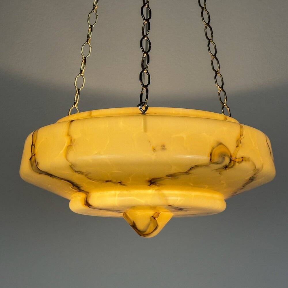 Art Deco pendant lamp in yellow glass, 1930s