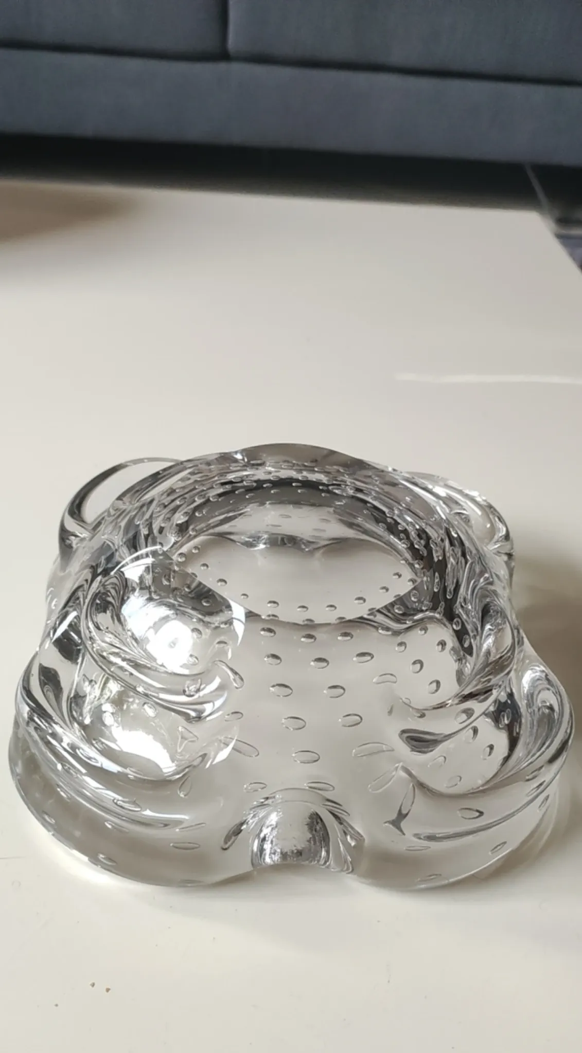 Transparent Murano Bullicante Ashtray/Small Bowl. Diameter 21 cm.