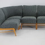 1970s  modular sofa or chairs in beech wood and Kirgby fabric, Czechoslovakia