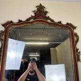 Important Venetian Baroque mirror in Louis XV style in lacquered and gilded wood