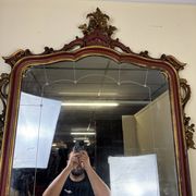 Important Venetian Baroque mirror in Louis XV style in lacquered and gilded wood
