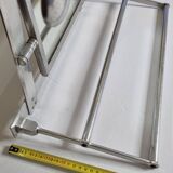 Metal wall coat rack, adjustable mirror, 3 coat hooks and a hat rack, 1950s