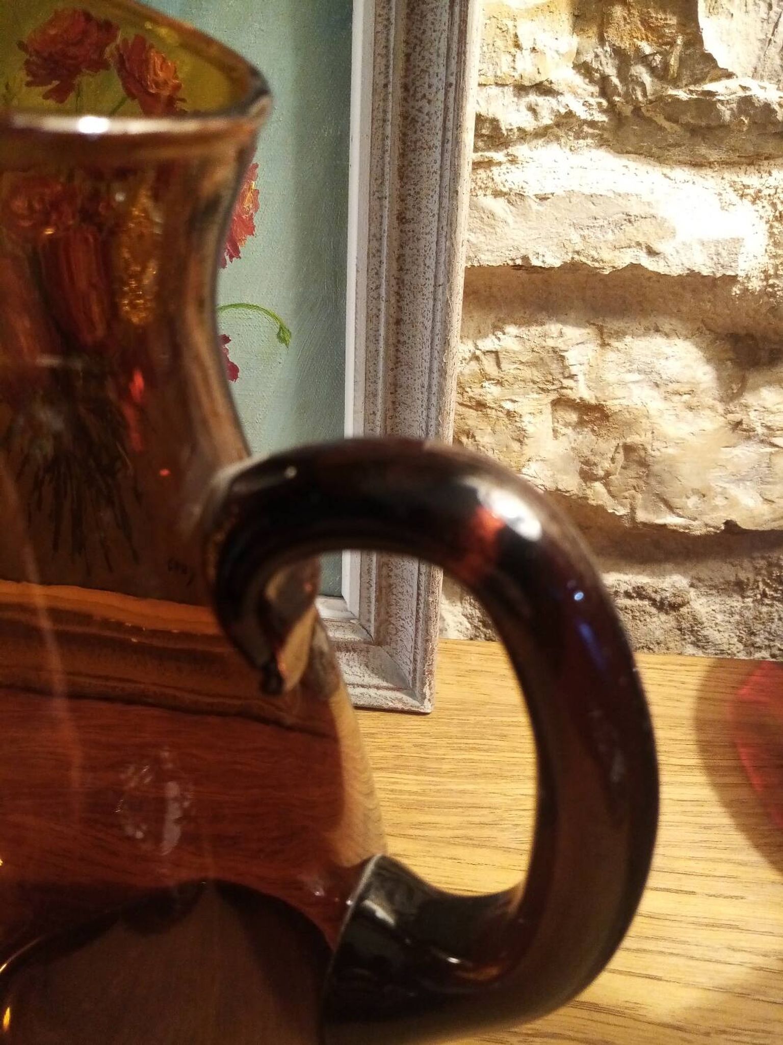 Carafe verre bullé ambré